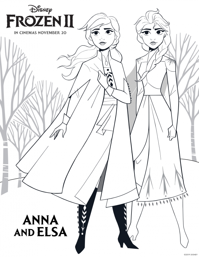 Раскраска Холодное Сердце 2 Эльза и Анна