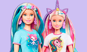 Barbie Fantasy Hair новая Барби с короной русалки и единорога