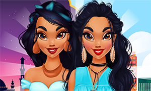 Игра: Принцесса Жасмин попадает в наш мир и пробует современный макияж и моду