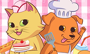 Игра: кафе животных - готовим бургеры, пиццу, пирожные и суши с разными зверями