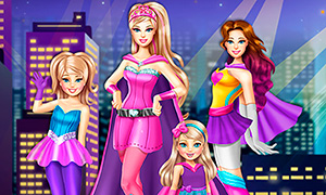 Игра одевалка Барби и её сестер в костюмы супер героинь