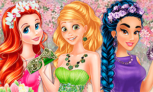 Игра: Принцессы и три цвета весны - розовый, лиловый и зеленый