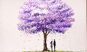 Как нарисовать цветущее весеннее дерево с помощью ватных палочек