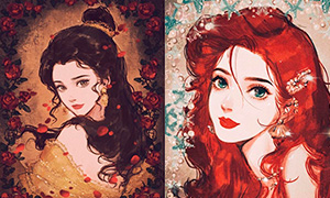 Новые романтичные арты с портретами Дисней Принцесс