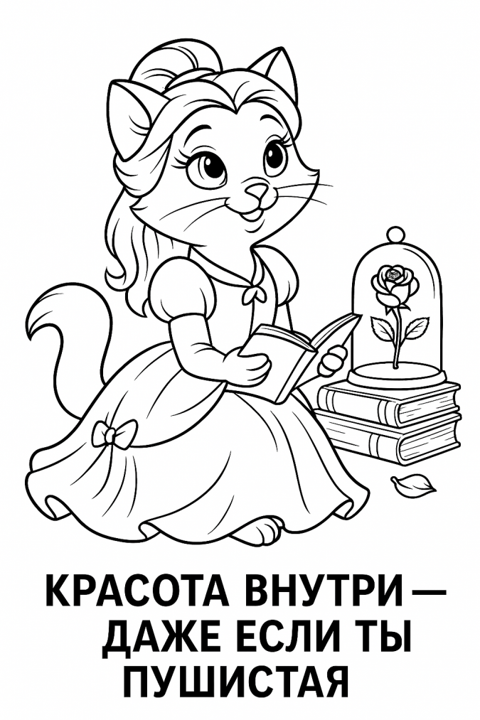Раскраска кошечка принцесса Белль