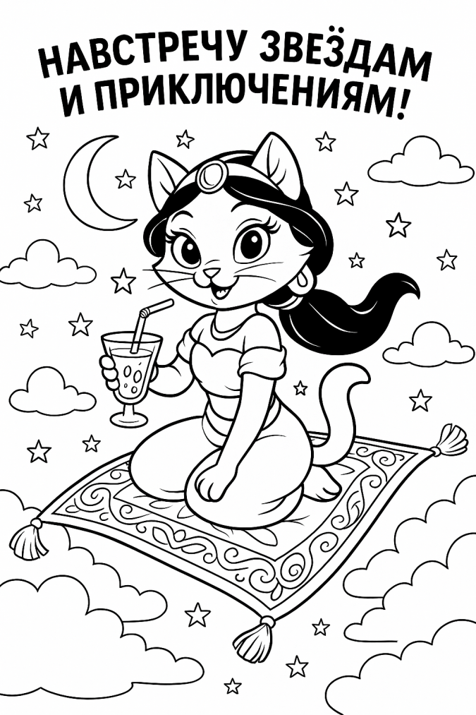 Раскраска кошечка принцесса Жасмин