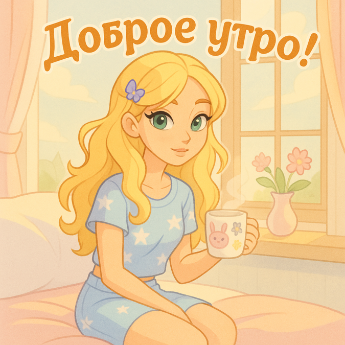 Открытки картинки Доброе Утро для девочек в стиле Винкс