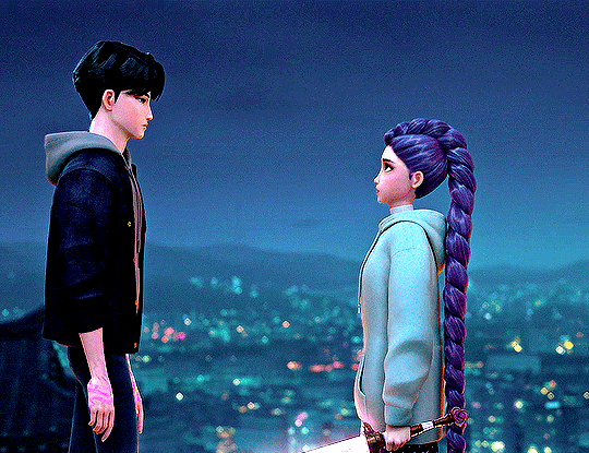 Руми и Джину. Коллекция гифок с главной парой из Кейпоп-охотниц на демонов