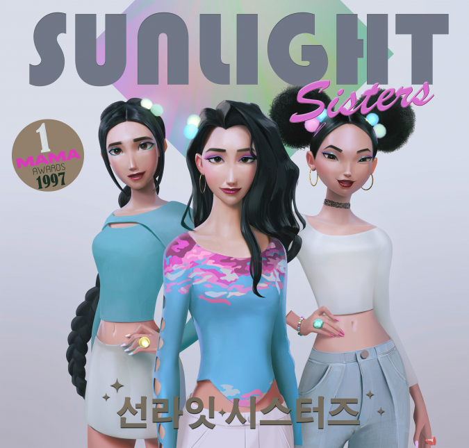 Кейпоп-охотницы на демонов Красивые официальные арты с Хантрикс и Sunlight Sisters