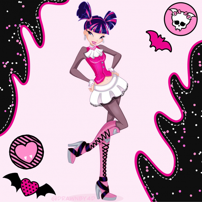 Винкс в нарядах героинь Монстер Хай