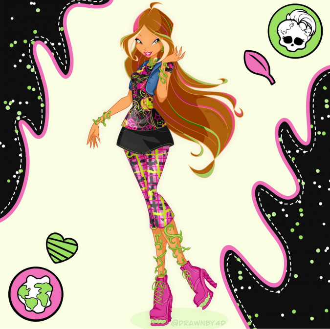 Винкс в нарядах героинь Монстер Хай