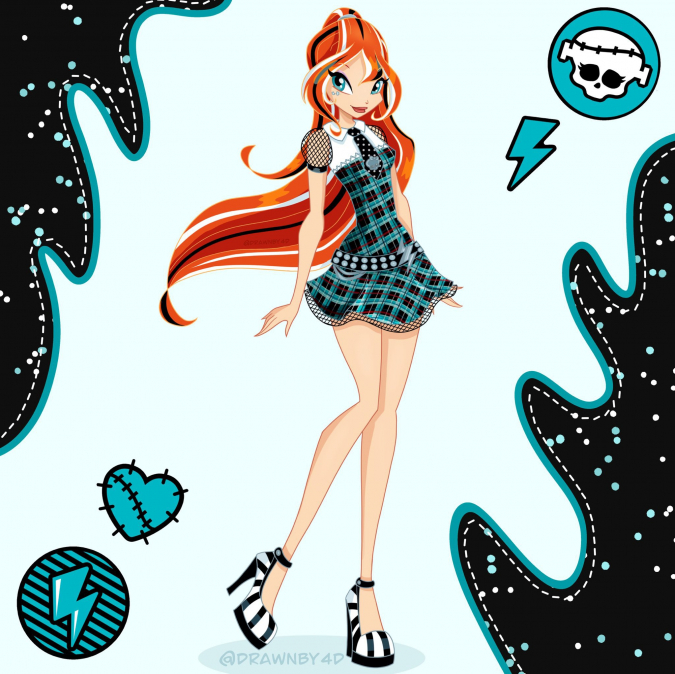 Винкс в нарядах героинь Монстер Хай