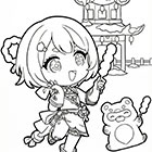 Раскраски Genshin Impact к Китайскому Новому году 2026: чиби-персонажи