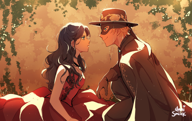 Леди Баг и Супер Кот Маринет и Адриан романтические картинки, фанарт