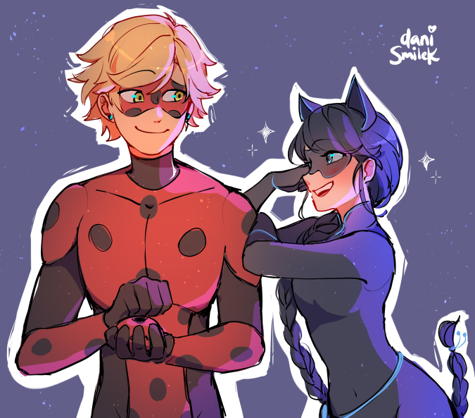 Леди Баг и Супер Кот Маринет и Адриан романтические картинки, фанарт