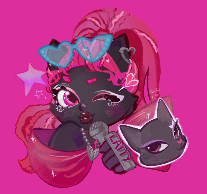 Очаровательный чиби арт с Дракулаурой и другигими героинями Монстер Хай