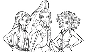 Новые официальные раскраски с Трикс: Айси, Сторми и Дарси